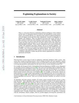 Explaining Explanations to Society