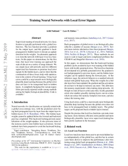 Training Neural Networks with Local Error Signals