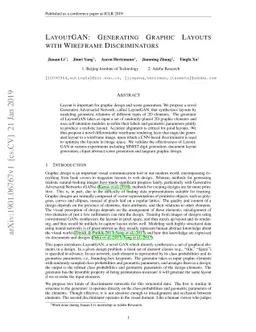 LayoutGAN: Generating Graphic Layouts with Wireframe Discriminators