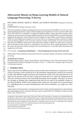 Adversarial Attacks on Deep Learning Models in Natural Language
  Processing: A Survey