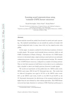 Learning sound representations using trainable COPE feature extractors