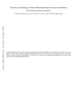 Taxonomy and Challenges of Out-of-Band Signal Injection Attacks and
  Defenses