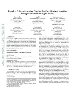 DLocRL: A Deep Learning Pipeline for Fine-Grained Location Recognition
  and Linking in Tweets