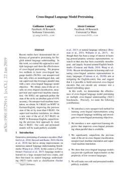 Cross-lingual Language Model Pretraining