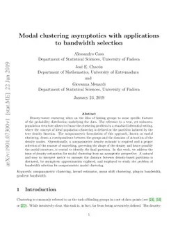 Modal clustering asymptotics with applications to bandwidth selection