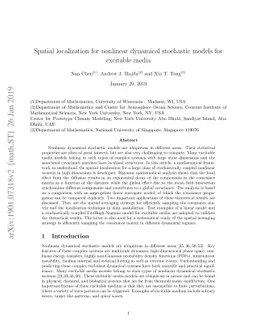 Spatial localization for nonlinear dynamical stochastic models for
  excitable media
