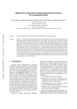 Optical Flow augmented Semantic Segmentation networks for Automated
  Driving