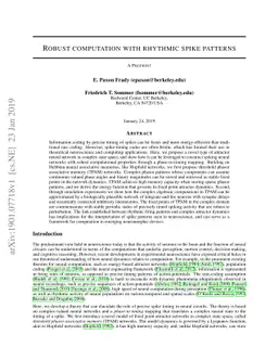 Robust computation with rhythmic spike patterns