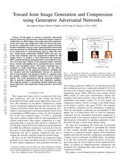 Toward Joint Image Generation and Compression using Generative
  Adversarial Networks