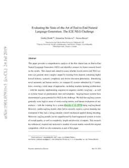 Evaluating the State-of-the-Art of End-to-End Natural Language
  Generation: The E2E NLG Challenge