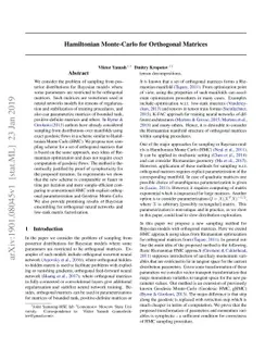 Hamiltonian Monte-Carlo for Orthogonal Matrices