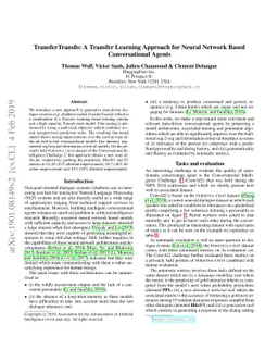 TransferTransfo: A Transfer Learning Approach for Neural Network Based
  Conversational Agents