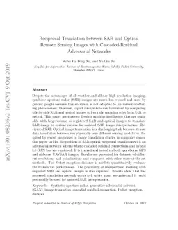 Reciprocal Translation between SAR and Optical Remote Sensing Images
  with Cascaded-Residual Adversarial Networks