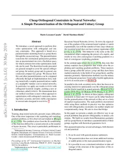 Cheap Orthogonal Constraints in Neural Networks: A Simple
  Parametrization of the Orthogonal and Unitary Group