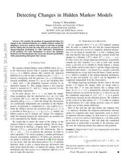 Detecting Changes in Hidden Markov Models