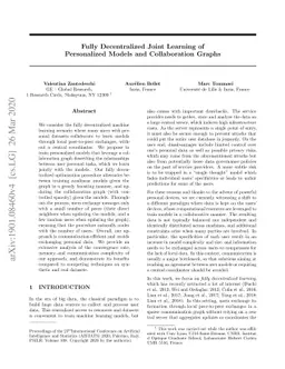 Fully Decentralized Joint Learning of Personalized Models and
  Collaboration Graphs