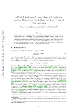 A Unified Analysis of Extra-gradient and Optimistic Gradient Methods for
  Saddle Point Problems: Proximal Point Approach