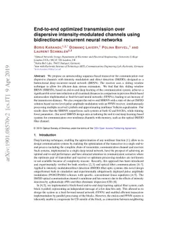 End-to-End Optimized Transmission over Dispersive Intensity-Modulated
  Channels Using Bidirectional Recurrent Neural Networks