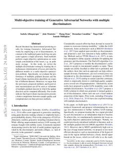 Multi-objective training of Generative Adversarial Networks with
  multiple discriminators