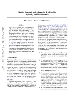 Beating Stochastic and Adversarial Semi-bandits Optimally and
  Simultaneously
