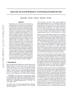 Improving Adversarial Robustness via Promoting Ensemble Diversity