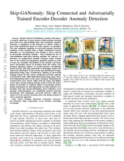 Skip-GANomaly: Skip Connected and Adversarially Trained Encoder-Decoder
  Anomaly Detection