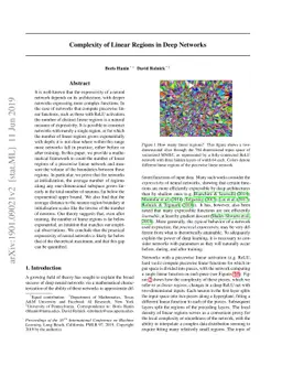 Complexity of Linear Regions in Deep Networks