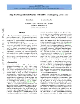 Deep Learning on Small Datasets without Pre-Training using Cosine Loss