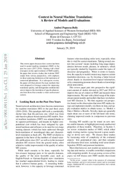 Context in Neural Machine Translation: A Review of Models and
  Evaluations