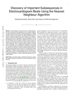 Discovery of Important Subsequences in Electrocardiogram Beats Using the
  Nearest Neighbour Algorithm