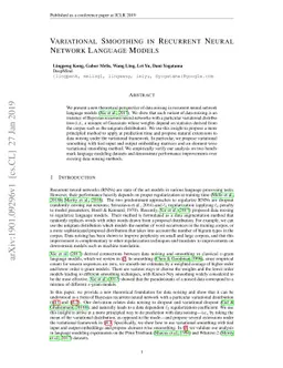 Variational Smoothing in Recurrent Neural Network Language Models