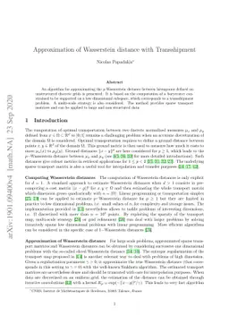 Approximation of Wasserstein distance with Transshipment
