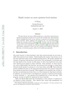 Depth creates no more spurious local minima