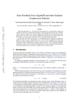 Error Feedback Fixes SignSGD and other Gradient Compression Schemes