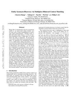 Entity Synonym Discovery via Multipiece Bilateral Context Matching