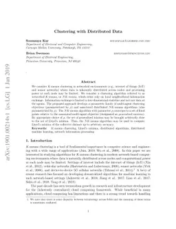 Clustering with Distributed Data