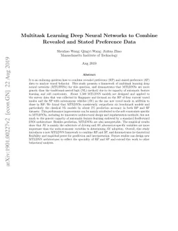 Multitask Learning Deep Neural Networks to Combine Revealed and Stated
  Preference Data