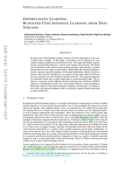Opportunistic Learning: Budgeted Cost-Sensitive Learning from Data
  Streams
