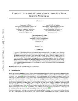 Learning Humanoid Robot Motions Through Deep Neural Networks