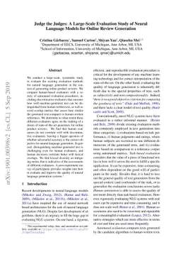 Judge the Judges: A Large-Scale Evaluation Study of Neural Language
  Models for Online Review Generation
