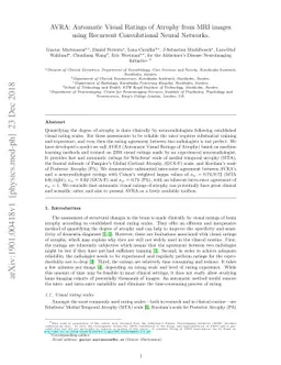AVRA: Automatic Visual Ratings of Atrophy from MRI images using
  Recurrent Convolutional Neural Networks