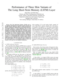 Performance of Three Slim Variants of The Long Short-Term Memory (LSTM)
  Layer