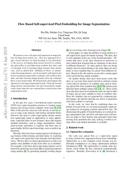 Flow Based Self-supervised Pixel Embedding for Image Segmentation