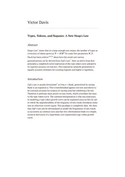 Types, Tokens, and Hapaxes: A New Heap's Law