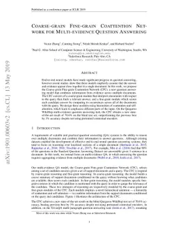 Coarse-grain Fine-grain Coattention Network for Multi-evidence Question
  Answering