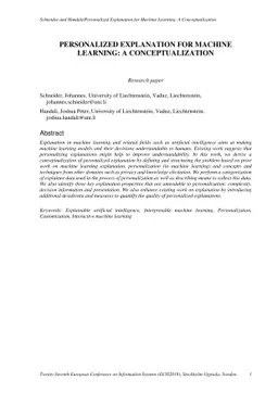 Personalized explanation in machine learning: A conceptualization