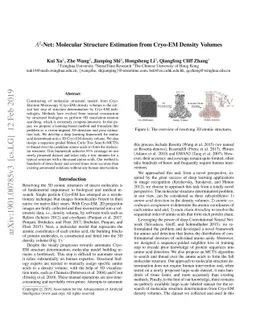 A^2-Net: Molecular Structure Estimation from Cryo-EM Density Volumes