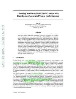 Learning Nonlinear State Space Models with Hamiltonian Sequential Monte
  Carlo Sampler