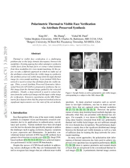 Polarimetric Thermal to Visible Face Verification via Attribute
  Preserved Synthesis