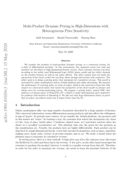 Multi-Product Dynamic Pricing in High-Dimensions with Heterogeneous
  Price Sensitivity
